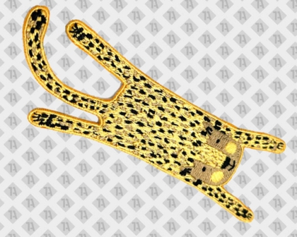 Gestickter Patch Aufnäher konturgeschnitten Laserschnitt Leopard DIY Kinder