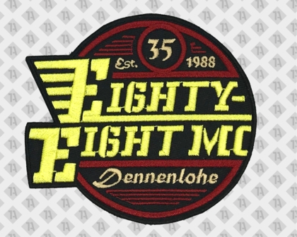 Konturgeschnittener gestickter Aufnäher Patch mit Kettelrand Eighty Eight MC Biker