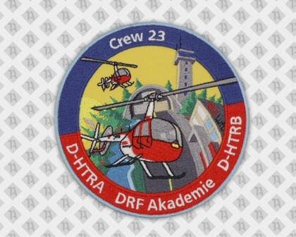 Patch Aufnäher gestickt rund mit gestickten Rand Crew 23 DRF Akademie Rettungsdienst