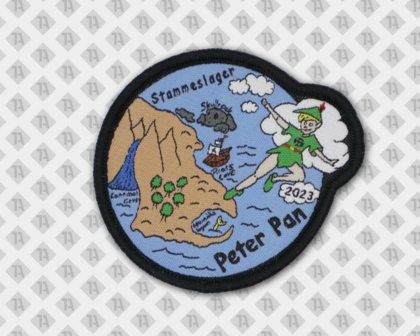 Konturgeschnittener Patch Aufnäher gewebt Abzeichen Badge Peter Pan Stammeslager Pfadfinder mit Kettelrand