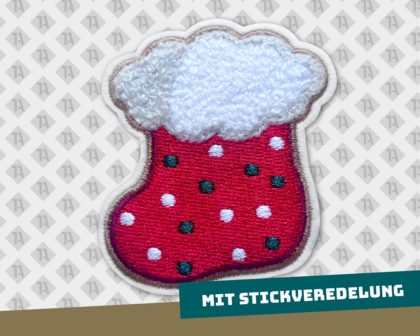 Patch Aufnäher Chenille mit Sickveredelung Schuh Nikolaus